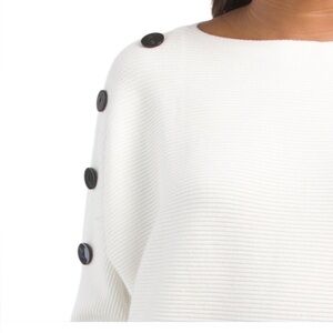 Dolan sleeve Cream Sweater with Black Buttons